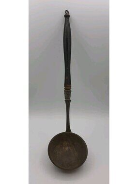 Antique Metal Ladle Dipper with Wood Handle Primative Wall Hanging 14 1/2 In